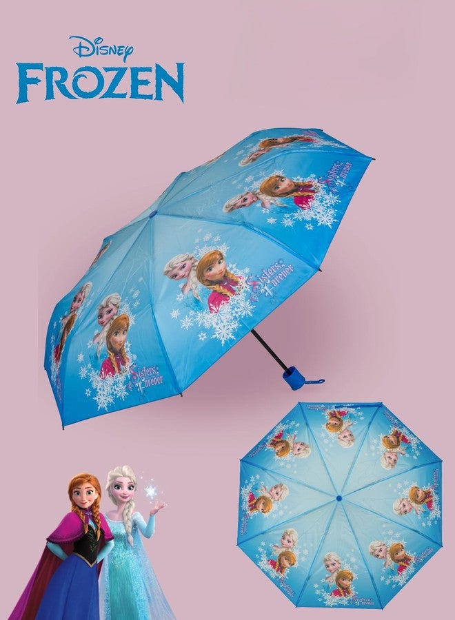 Yellow Bee Disney Printed Frozen Elsa & Anna Sisters Forever Umbrella with Snowflake Print for Girls, Blue, 7-14 Years - Image 2